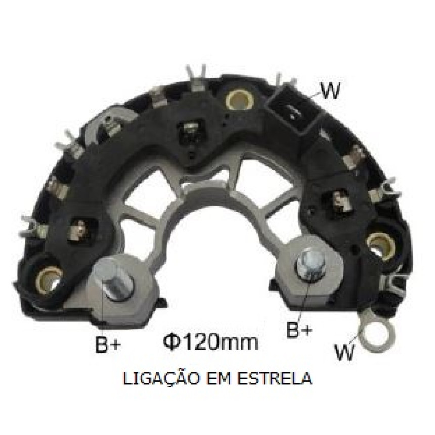 PLACA DIODO COMPATÍVEL BOSCH-6 ELETR CUMMINS CARGO 14V 90A G1439 IK3403