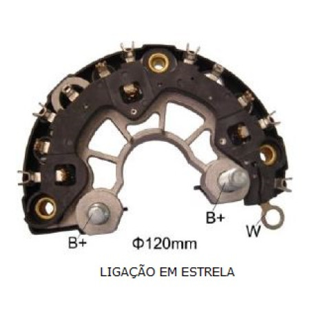 PLACA DIODO COMPATÍVEL BOSCH-6 ELETR AUDI/GOL/GOLF G1425 IK3225