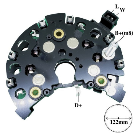 PLACA DIODO COMPATÍVEL BOSCH-8 SEMI-ELETR 120A GOLF/JETTA/PASSAT G1738 IK3641