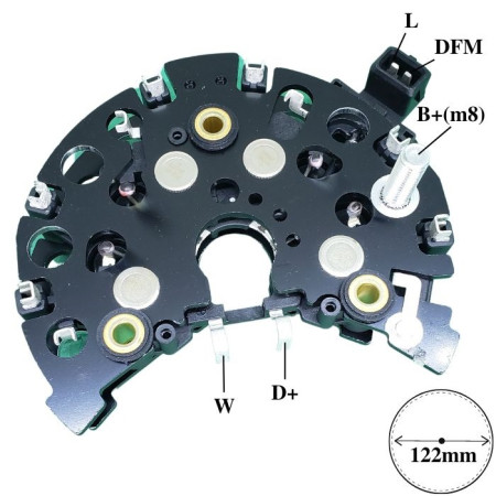 PLACA DIODO COMPATÍVEL BOSCH-8 SEMI-ELETR 120A VW 93>97 G1737 IK3643