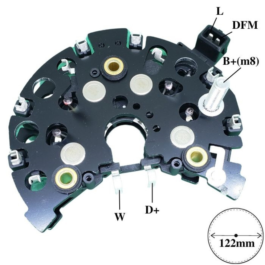 PLACA DIODO COMPATÍVEL BOSCH-8 SEMI-ELETR 120A VW 93>97 G1737 IK3643