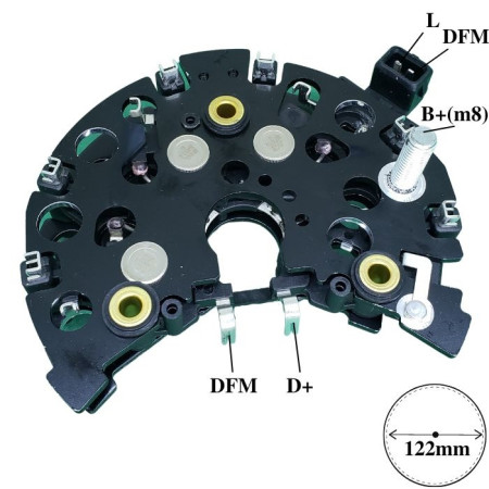 PLACA DIODO COMPATÍVEL BOSCH-6 SEMI-ELETR 120A AUDI/GOLF/EUROVAN G1734 IK3734