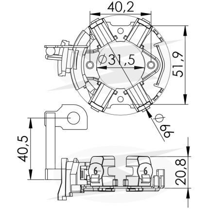 PORTA ESCOVA PARTIDA COMPATÍVEL BOSCH MOD LT 1,4 UNF1224