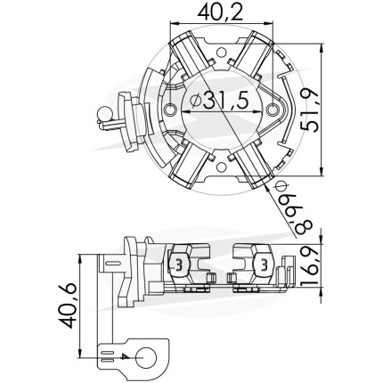 PORTA ESCOVA PARTIDA COMPATÍVEL BOSCH MOD GOLF/TIGUAN/JETTA UNF1271