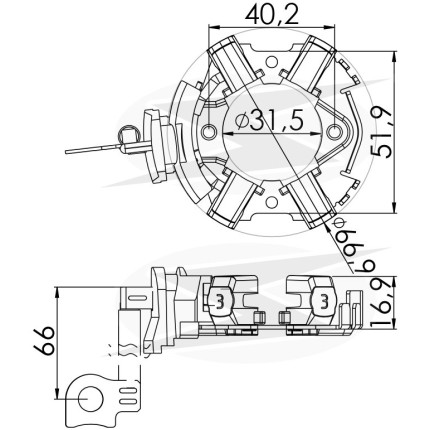 PORTA ESCOVA PARTIDA COMPATÍVEL BOSCH MOD UNF1307