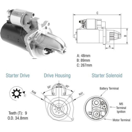 MOTOR PARTIDA COMPATÍVEL BOSCH JF 12V 9D COM REDUCAO MB ZM8013201