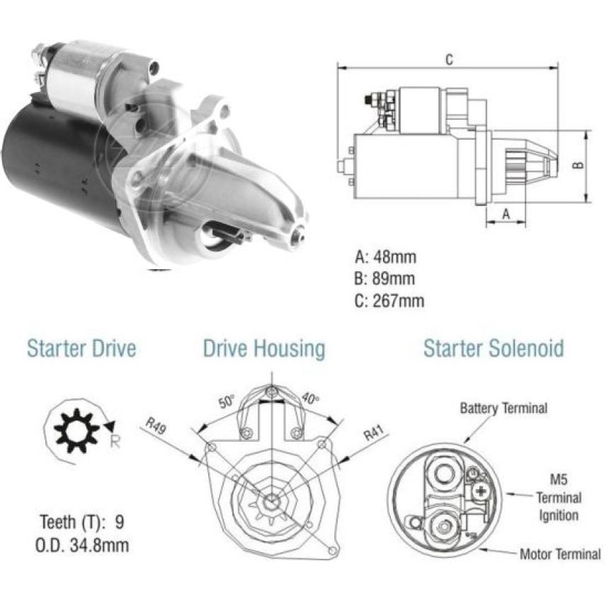 MOTOR PARTIDA COMPATÍVEL BOSCH JF 12V 9D COM REDUCAO MB ZM8013201