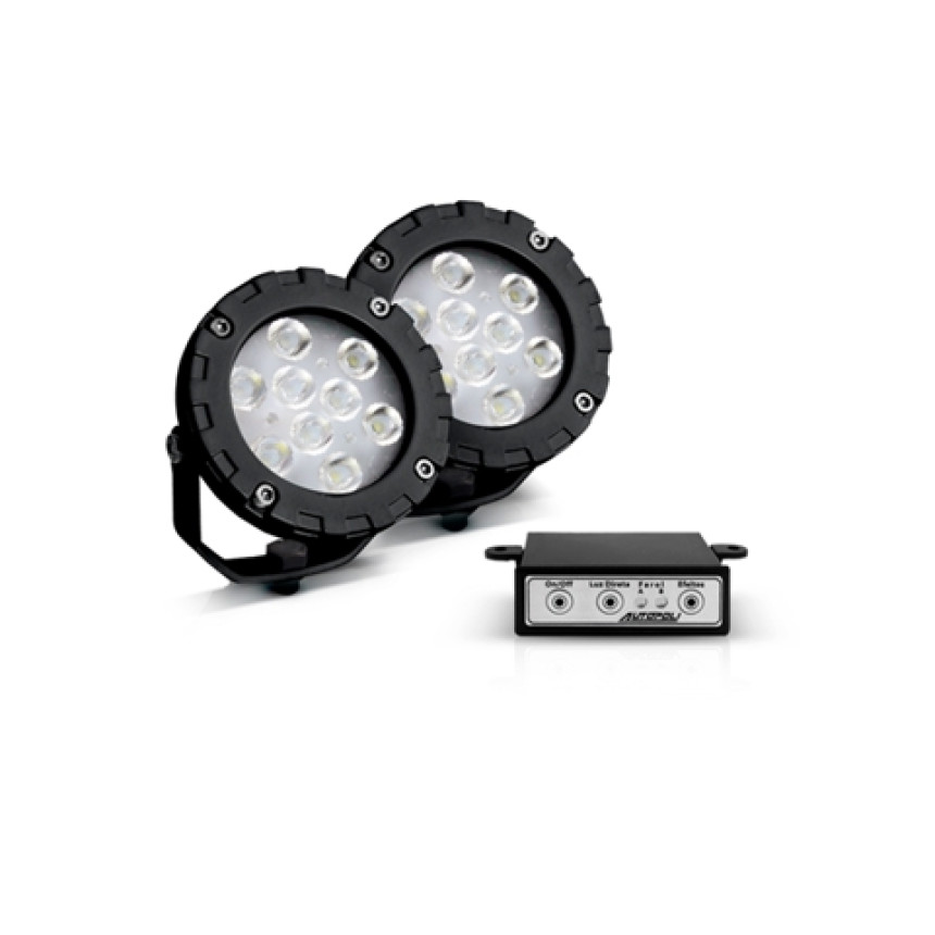 KIT FAROL LED REDONDO POWER 12/24V BRANCO 9W AL214