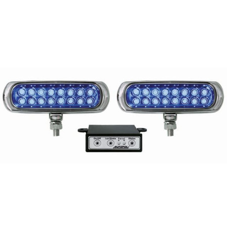 KIT FAROL LED SLIM 12/24V AZUL 3,2W 3EM1 - CROMADO AP955