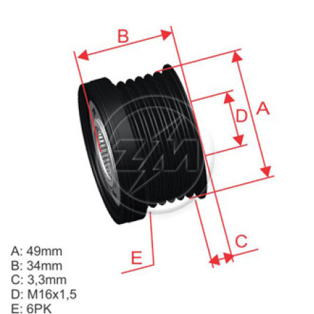 POLIA RODA LIVRE 6PK-49 COMPATÍVEL BOSCH BMW X3/X5/Z4 5458