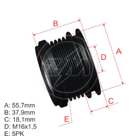 POLIA RODA LIVRE 5PK-56 COMPATÍVEL BOSCH AUDI/JETTA/POLO 5385 ZM9600014