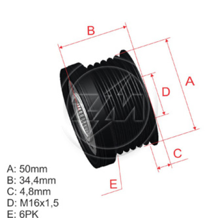 POLIA RODA LIVRE 6PK-50 COMPATÍVEL BOSCH ASTRA/VECTRA 5422 ZM9600017