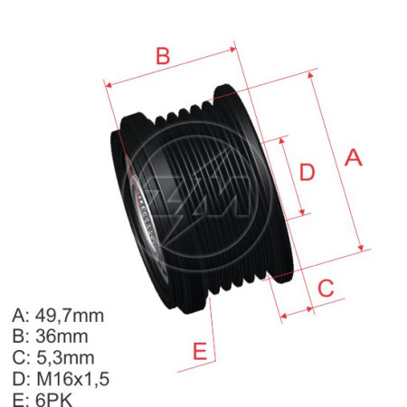 POLIA RODA LIVRE 6PK-49 COMPATÍVEL BOSCH SPRINTER/SSANGYONG 5529 ZM9600021