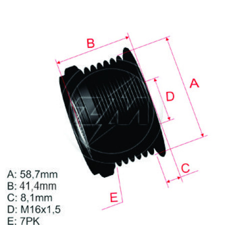 POLIA RODA LIVRE 7PK-58 COMPATÍVEL BOSCH TRANSIT/HILUX/RANGER 5452 5531 ZM9600025