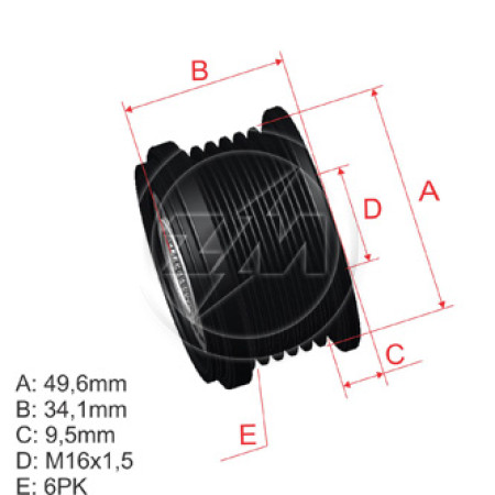 POLIA RODA LIVRE 6PK-49 COMPATÍVEL BOSCH BMW  ZM9600026