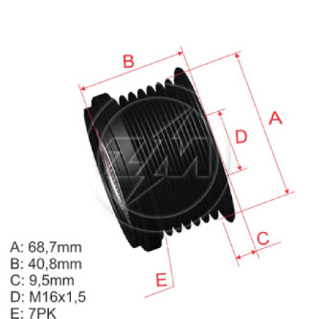 POLIA RODA LIVRE 7PK-69 COMPATÍVEL VALEO HYUNDAI/KIA SORENTO 5459 ZM9601009