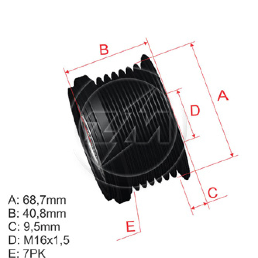 POLIA RODA LIVRE 7PK-69 COMPATÍVEL VALEO HYUNDAI/KIA SORENTO 5459 ZM9601009