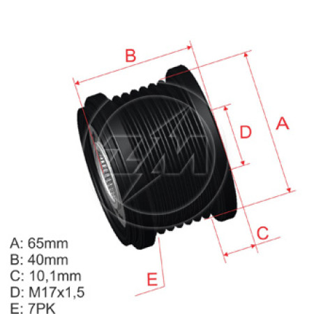 POLIA RODA LIVRE 7PK-65 COMPATÍVEL MITSUBISHI FRONTIER 5607 ZM9601015