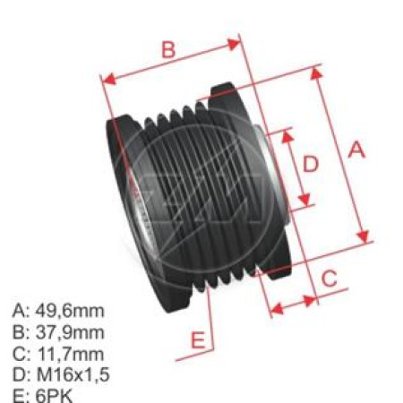 POLIA RODA LIVRE 6PK-49 COMPATÍVEL BOSCH BMW/FLUENCE/MB CLASS 5410 5394 ZM9601201