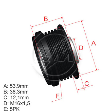POLIA RODA LIVRE 5PK-54 COMPATÍVEL VALEO PALIO/MERIVA 5435 ZM9601219