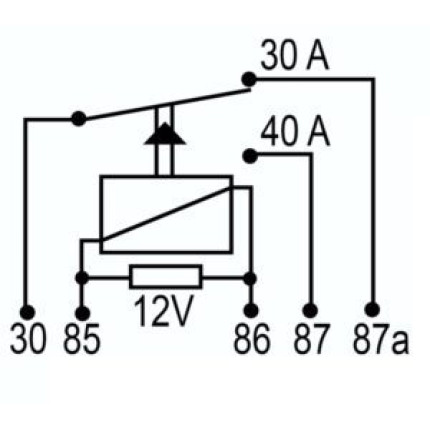 RELE AUXILIAR COMPATÍVEL 12V  30A/40A 5T - REVERSOR CATERPILLAR DNI8209