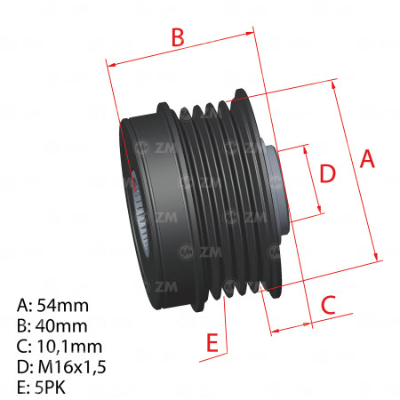 POLIA RODA LIVRE 5PK-54 COMPATÍVEL VALEO CHEVROLET ONIX/TRACKER 20> 5776 ZM9601245