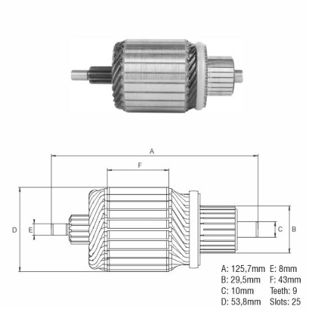 INDUZIDO PARTIDA COMPATÍVEL MITSUBISHI CHEROKEE/SUZUKI/TRACKER 9D-126 20371 ZM8379004