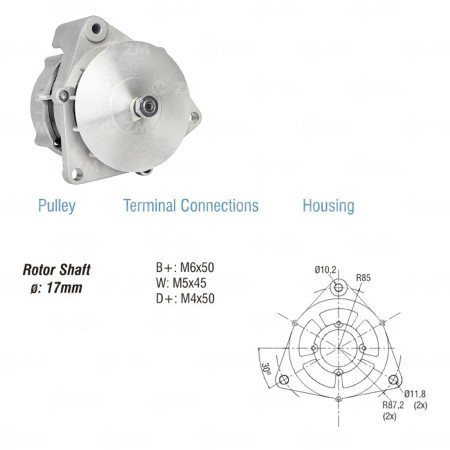 ALTERNADOR COMPATÍVEL BOSCH 12V 55A MB - SEM POLIA ZM9010102