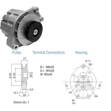 ALTERNADOR COMPATÍVEL BOSCH 12V 55A VALMET/VALTRA MWM ZM9010129