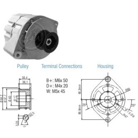 ALTERNADOR COMPATÍVEL BOSCH 12V 65A CARGO/CAM.VW - POLIA 8PK ZM9010130
