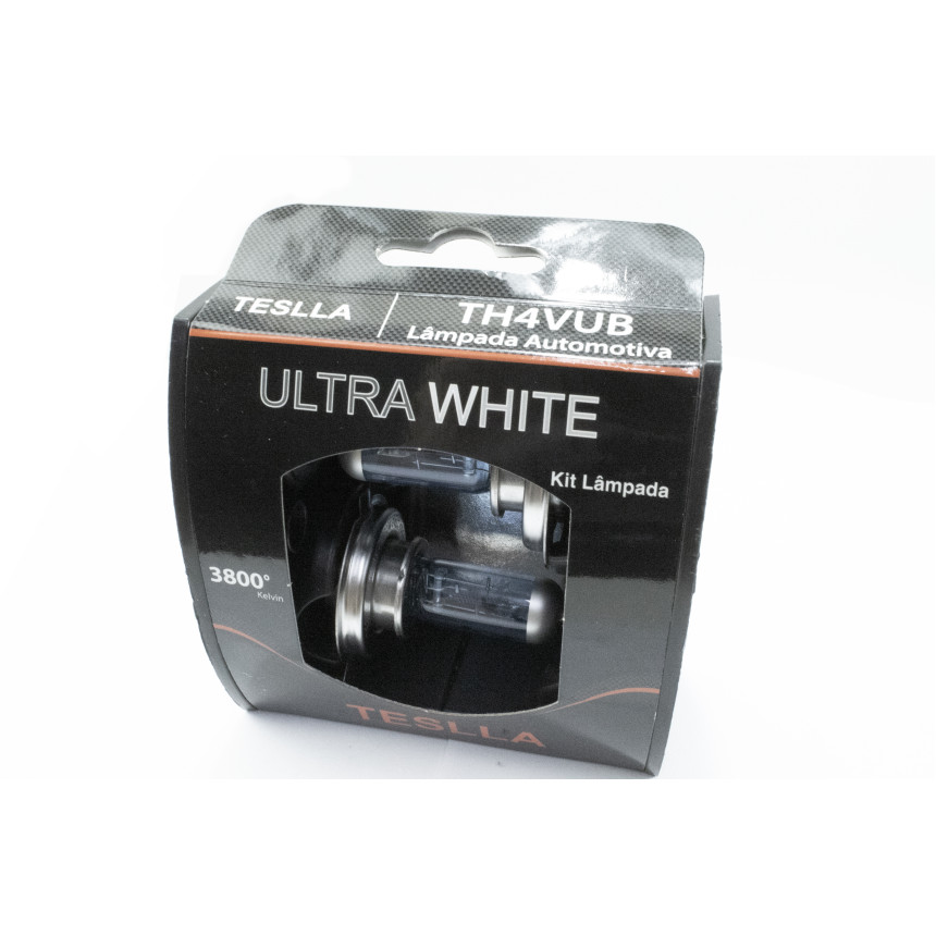 KIT LAMPADA H4 12V 60/55W BI-IODO - ALTA/BAIXA SUPER BRANCA TESLLA