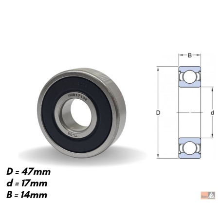 ROLAMENTO COMPATÍVEL B17102 17X47X14 ALT BOSCH/VALEO IKB17102