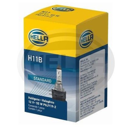 LÂMPADA H11 12V 55W - 2T GR BASE PGJY19-2 HELLA HEH11B