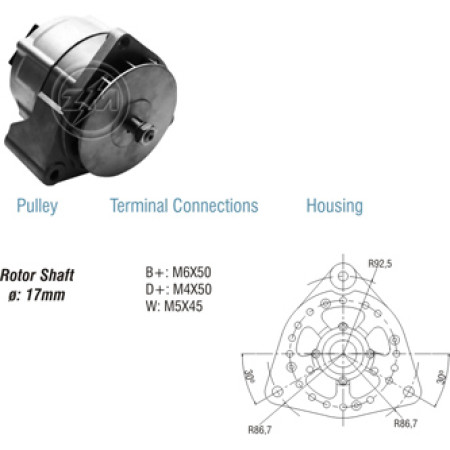 ALTERNADOR COMPATÍVEL BOSCH 24V 35A MB/CASE (SEM POLIA) ZM9010203