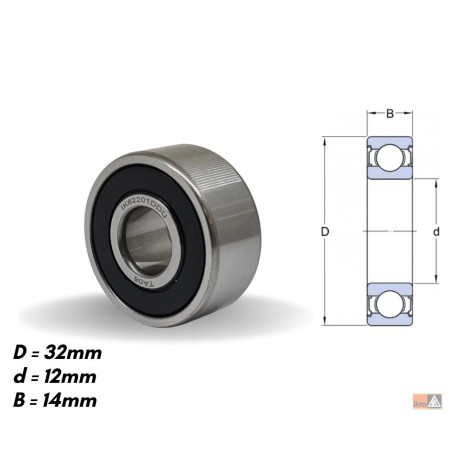 ROLAMENTO COMPATÍVEL  62201 12X32X14 ALT MB 55A MOD DUPLO IK62201