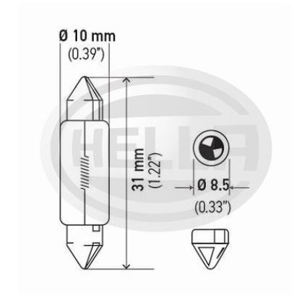 LÂMPADA TORPEDO 24V 10W 10X41MM HELLA 10PC HELLA HE6429