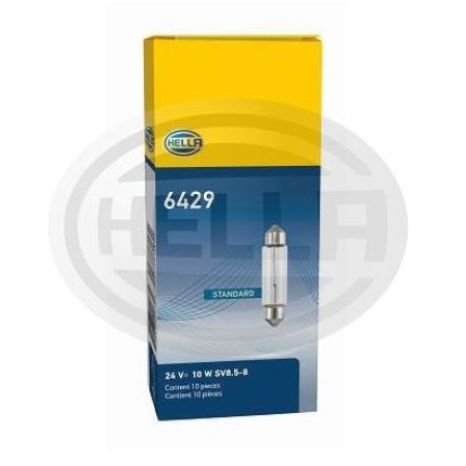 LÂMPADA TORPEDO 24V 10W 10X41MM HELLA 10PC HELLA HE6429