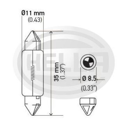 LÂMPADA TORPEDO 12V 10W 11X35 10PC HELLA HE6461