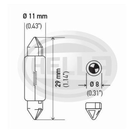 LÂMPADA TORPEDO 12V 3W 8X29MM 10PC HELLA HE6428