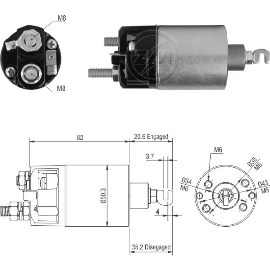 AUTOMATICO COMPATÍVEL DENSO EFFA/CHANA/TOYOTA *C/GANCHO FUROS:34/38/43 ZM1660