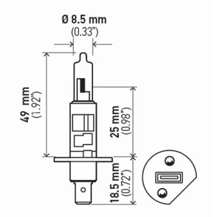 LÂMPADA H1 12V 55W IODO - LUZ ALTA HELLA HEH1
