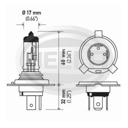 LÂMPADA H4 24V 75/70W BI-IODO - ALTA/BAIXA HELLA HEH424V
