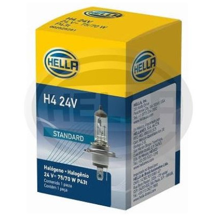 LÂMPADA H4 24V 75/70W BI-IODO - ALTA/BAIXA HELLA HEH424V