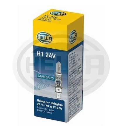 LÂMPADA H1 24V 70W IODO - LUZ ALTA HELLA HEH124V