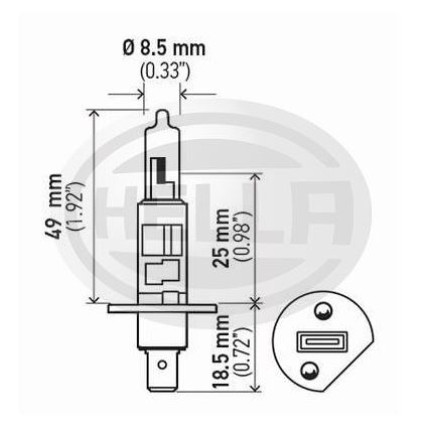 LÂMPADA H1 24V 70W IODO - LUZ ALTA HELLA HEH124V