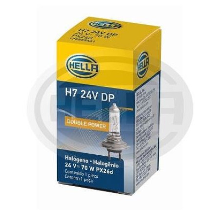 LÂMPADA H7 24V 70W IODO - LUZ BAIXA DOUBLE POWER HELLA HEH724VDP