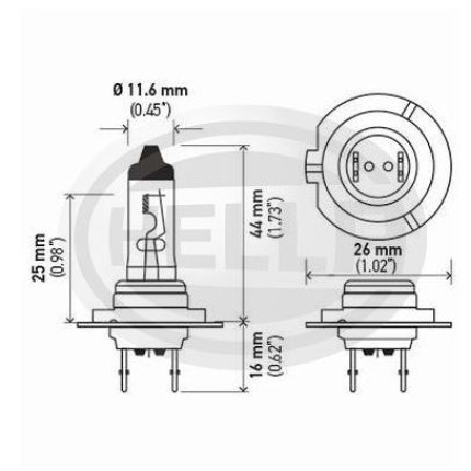 LÂMPADA H7 24V 70W IODO - LUZ BAIXA DOUBLE POWER HELLA HEH724VDP