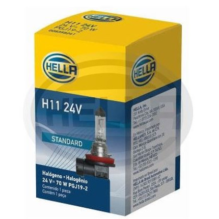 LÂMPADA H11 24V 70W - FAROL MILHA HELLA HEH1124V
