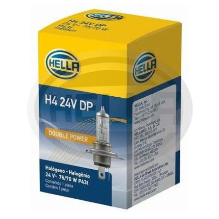 LÂMPADA H4 24V 75/70W BI-IODO -  ALTA/BAIXA DOUBLE POWER HELLA HEH424VDP