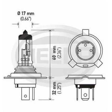 LÂMPADA H4 24V 75/70W BI-IODO -  ALTA/BAIXA DOUBLE POWER HELLA HEH424VDP